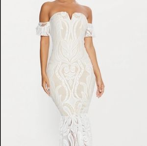 Pretty Little Thing White Lace Bandeau Dress